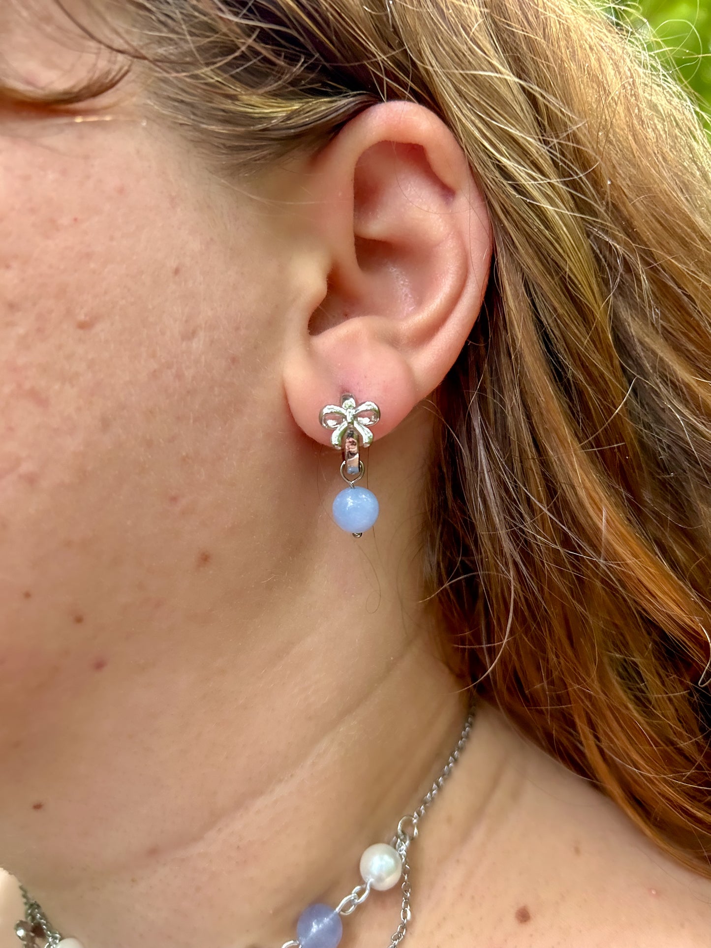 Boucles d’oreilles Alice aigue marine 2en1