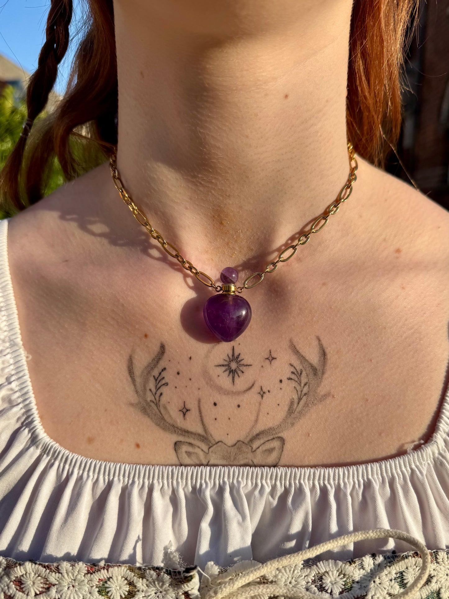 Collier fiole Lucy Pevensie pierre naturelle personnalisable