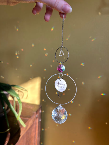Suncatcher Rhéa gravure sur nacre au choix